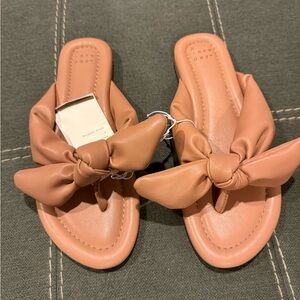 A New Day Women's Peach Bow Slide Sandals